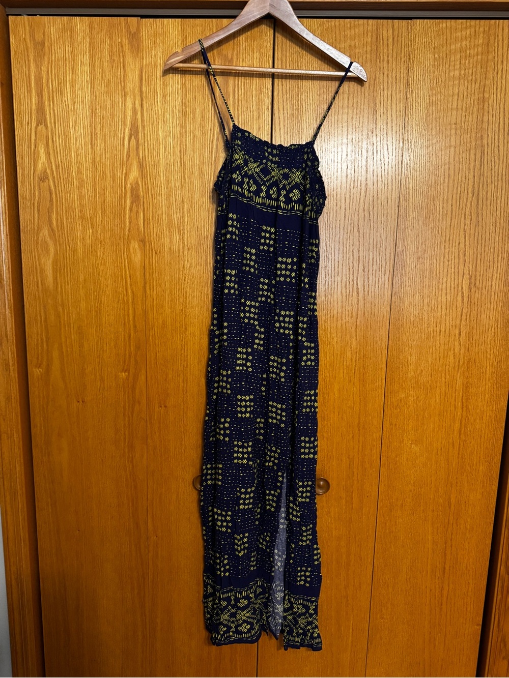 Xhilaration Navy Maxi Dress with Olive Accents